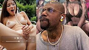 tiny trans cock girl's cum drenching her tight bald pussy