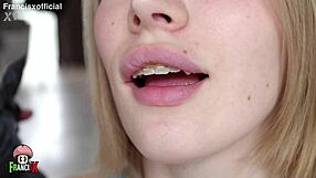 innocent teen with braces teases for your cumshot in mouth