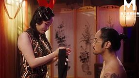 chinese modelmedia asmr massage turns into bent over cowgirl orgasm ride