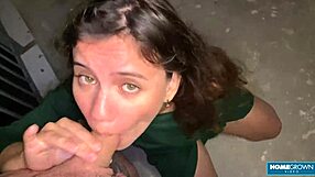 Lia lover sucks and fucks her man's big cock on the balcony then spoons in bed