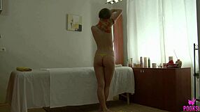 i couldn't resist watching natural tits blonde britany get her shaved pussy oiled and deeply penetrated by thick cock