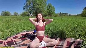 Sporty Redhead Teen Anal Gaping Monster Cock Public Destroy!