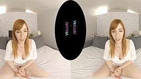 Fiery Redhead Milf Vibrates Shaved Pussy with Big Tits Dildo