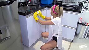 KARLA RIVERA! BLONDE LATINA MAID SMASHED BY MONSTER COCK IN GARAGE!