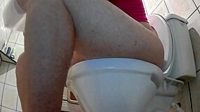 hidden cam catches femboy with huge ass sitting on toilet