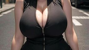 the ai generated big tits model plays with balloons her cute monster tits bounce seductively