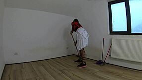 Nympho Maid Fucks Broom And Mop In Creepy Empty House!