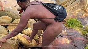 luar couple hits nudist beach to fuck marlon costa’s huge black cock outdoors