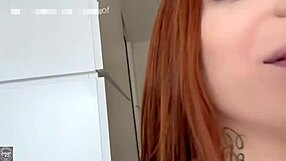 delicious redhead bares hairy pussy for lover's deep creampie thrill
