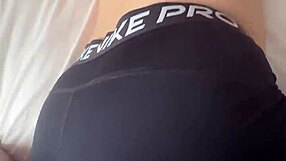 i'm obsessed with her big ass stretching nike pro leggings before that dick fills her tight pussy