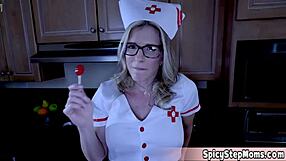 dreamy nurse cory chase in uniform can't resist stepson's cock pounding her big tits milf body in hospital pov... so hot!
