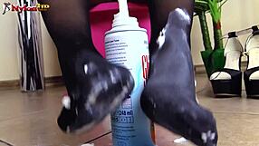 Brunette Pantyhose Footjob Cream Messy Heels Kink