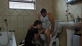 PETITE SLUT SUCKS COCK DEEP ON TOILET GETS FACIAL CUMSHOT HUMILIATION