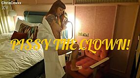 pissy clown redhead submits to shower domination pov
