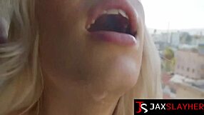 Blonde bimbo bombshell classy pussy teased then roughly banged by horny bbc monster cock