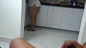 god i masturbate to my chubby redhead latina milf stepmom's huge kitchen ass