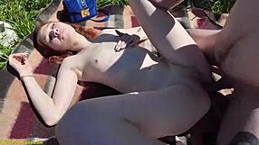Sporty Redhead Teen Anal Gaping Monster Cock Public Destroy!