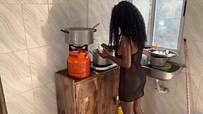 newlywed couple fucks hard on kitchen counter after wedding