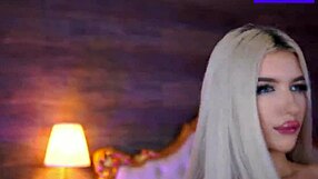 juicy blonde teases pierced nipples in lingerie before dildo pounds pussy