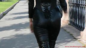 latex mona struts sexy suit high heels street 😍👠