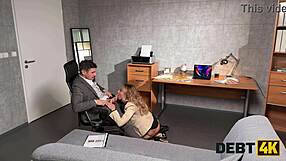 CURVY BITCH KARINA KING FUCKS DEBT COLLECTOR HARD AT WORK!