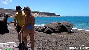 on beach bella modele takes anal to mouth cumshot after deepthroat pounding