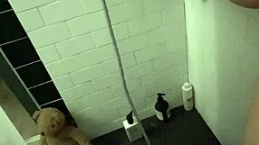 young elite saudi arab girl with perfect athletic body masturbates tight pussy in shower