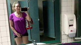 Sexy Goddess Teases with Public Toilet Pee Show