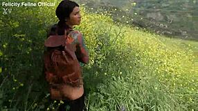 Felicity Feline Pants Down Ass Out in Outdoor Public Fuck!