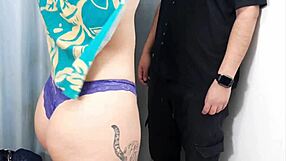 Blonde Lures Stranger to Fitting Room for Blowjob Facial Cumshot