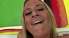 Mature Blonde Stretches Pink Pussy for Gigantic Dong Doggy!