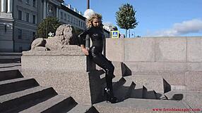 latex mona struts sexy suit high heels street 😍👠
