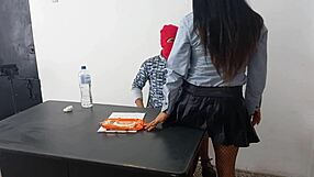 Stepdad's secretary seduces me turns slut fucks on desk standing slow