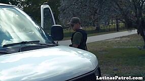 beautiful immigrant rides lucky agent's cock