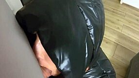housewife mommy in shiny puffy jacket teases with dirty talk cum play on latina ass and feet