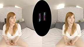 Fiery Redhead Milf Vibrates Shaved Pussy with Big Tits Dildo