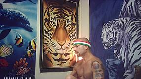 look at maxxx loadz behind the scenes stroking that magic motion machine hard