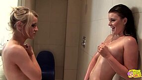shower turns hot as cute girls lick each other's pussies