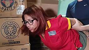 cajera oxxo gets rough fucked in store warehouse