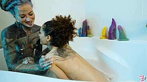 Goth lesbians fist gaping asses to prolapse squirt and atm in tub!