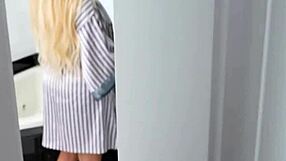 Hot cheating stepmom bends over in bathroom for rough doggystyle with stepson
