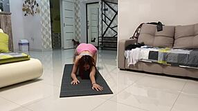 does angie eliffs tiny tits crave pussy play after steamy yoga?