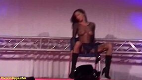 Wild Strapon Lesbians Rip Clothes For Public Stage Sex