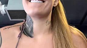 Tanned wet pussy flashes at beach gym workout in tiny bikini