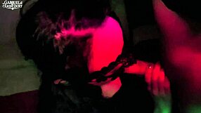 i finally got this masked goth petite to give sloppy red lip blowjob