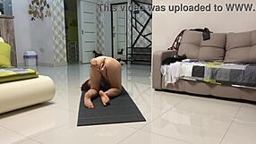 does angie eliffs tiny tits crave pussy play after steamy yoga?