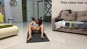 does angie eliffs tiny tits crave pussy play after steamy yoga?