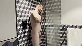 italian milf pornstar sneaks bareback shower fuck with her muscled stud