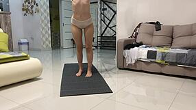 does angie eliffs tiny tits crave pussy play after steamy yoga?