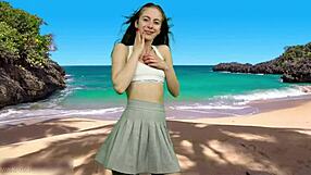 No panties on her watch wind blow skirt up pussy flash!